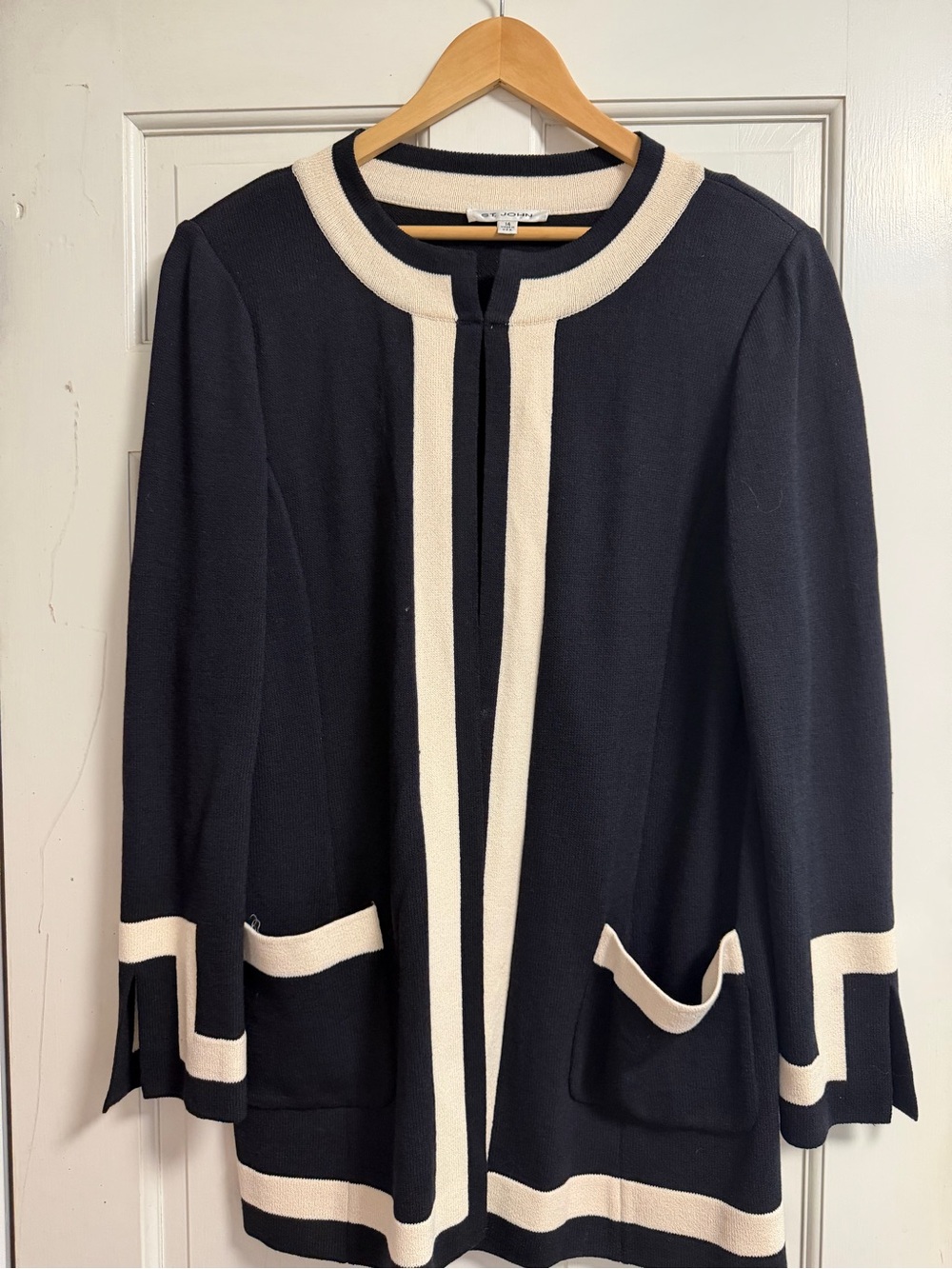 St. John Black Jacket with Cream Trim